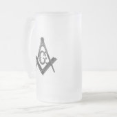 Vintage Platz- und Compass-Tasse Mattglas Bierglas (Vorderseite Links)