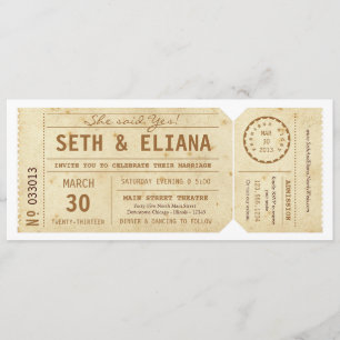 Vintage Playbill Ticket Hochzeits-Einladung Einladung