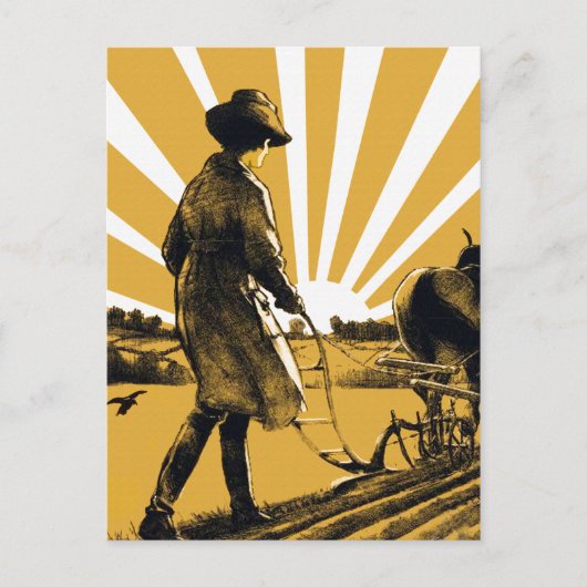 Vintage Plough Girl Postkarte (Vorderseite)
