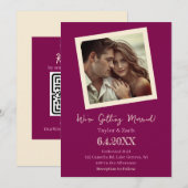 Vintage Plum and Cream Retro Photo Wedding Einladung (Vorne/Hinten)