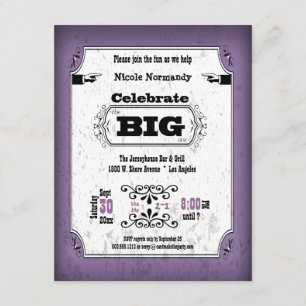 Vintage Plum Grunge Imitate Playbill Geburtstag Ei Einladung
