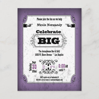 Vintage Plum Grunge Imitate Playbill Geburtstag Ei Einladung