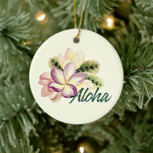 Vintage Plumeria Aloha individuell anpassbar Keramik Ornament