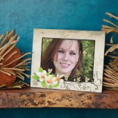 Vintage plumeria/frangipani and ivy beige foto fotoplatte (Seite)