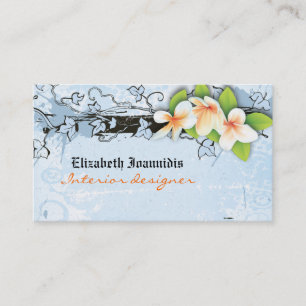Vintage-Plumeria Inneneinrichter Geschäftskarte Visitenkarte