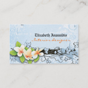 Vintage-Plumeria Inneneinrichter Geschäftskarte Visitenkarte