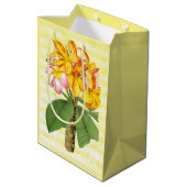 Vintage Plumeria Mittlere Geschenktüte (Rückseite Schrägansicht)