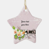 Vintage Plumeria und Efeu-Rosa-Grundierung Keramikornament (Rechts)