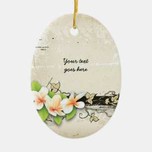 Vintage-Plumerie und Efeu-Grunge-Ornament nach Maß Keramik Ornament
