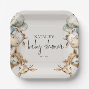 Vintage-Plüsch-Nursery-Tiere Baby Shower Pappteller