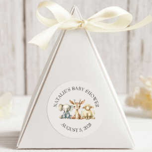 Vintage-Plüsch-Nursery-Tiere Baby Shower Runder Aufkleber