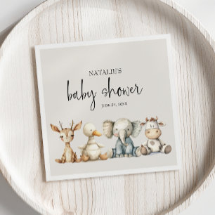 Vintage Plüsch-Nursery-Tiere Baby Shower Serviette