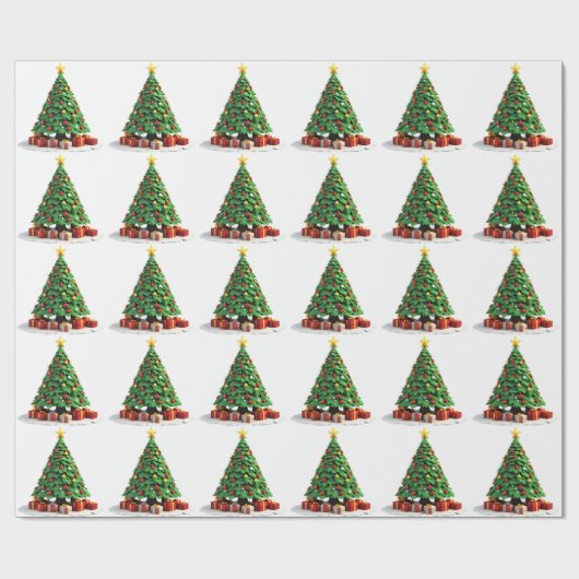 Vintage-Plüsch-Weihnachtsbaum-Kunst Geschenkpapier (Flach)