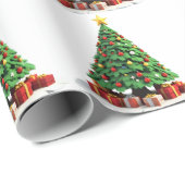 Vintage-Plüsch-Weihnachtsbaum-Kunst Geschenkpapier (Rolleneckpunkt)