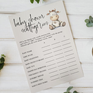 Vintage Plüschtiere Baby Shower Scattegories Spiel Flyer