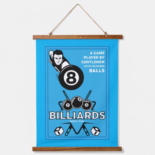 Vintage Pocket Billards Wandteppich Mit Holzrahmen (Vorderseite)