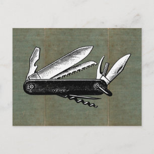 Vintage Pocket Knife Art Postkarte