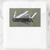 Vintage Pocket Knife Art Rechteckiger Aufkleber (Tasche)