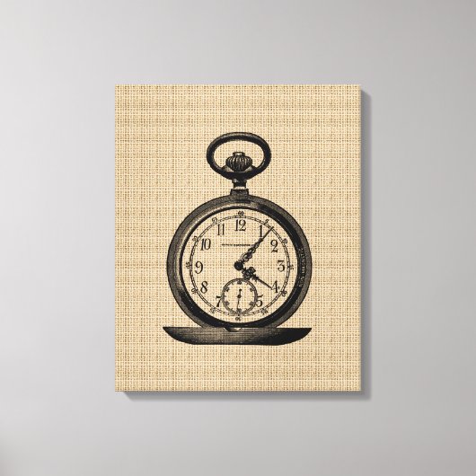 Vintage Pocket-Uhr auf Leinwand (Vorderseite)