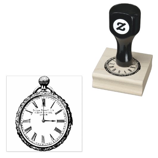 Vintage Pocket Watch Gummistempel (Stempel)