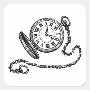 Vintage Pocket Watch Quadratischer Aufkleber