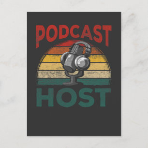 Vintage Podcast-Moderator Podcasting Streaming-Hos Postkarte