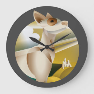 Vintage Podenco Art Deco Hund Große Wanduhr