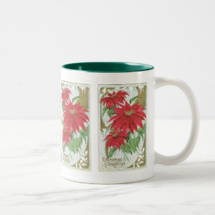 Vintage Poinsettia Abbildung. Zweifarbige Tasse