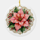 Vintage Poinsettia Doily Keramik Ornament (Hinten)