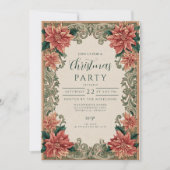 Vintage Poinsettia-Filmschau Weihnachten Einladung (Vorderseite)