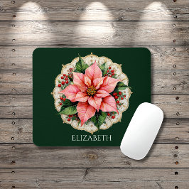 Vintage Poinsettia Floral Mousepad
