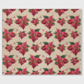 Vintage Poinsettia Gold-Kontur Geschenkpapier (Flach)