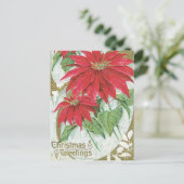 Vintage Poinsettia-Illustration Postkarte (Stehend Vorderseite)