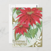 Vintage Poinsettia-Illustration Postkarte (Vorne/Hinten)