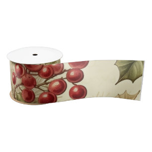 Vintage Poinsettia und Berries Weihnachten Satinband