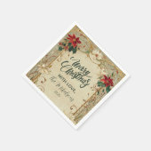 Vintage Poinsettia und Heiligabend Serviette (Ecke)