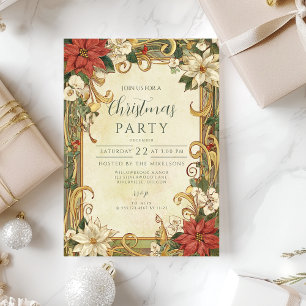 Vintage Poinsettia Weihnachten Einladung