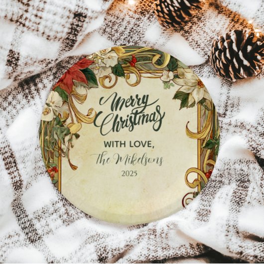 Vintage Poinsettia Weihnachten Pappteller