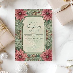 Vintage Poinsettia Weihnachtsfeier Party Einladung