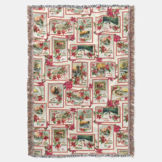 Vintage Poinsettia Weihnachtskarte Decke (Vorderseite Vertikal)