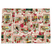 Vintage Poinsettia Weihnachtskarte Große Geschenktüte (Vorderseite)