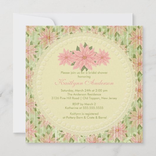 Vintage Poinsettia Winter Bridal Dusche Einladung (Vorderseite)