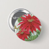 Vintage Poinsettiaillustration Button (Vorne & Hinten)