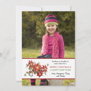 Vintage Poinsettias Foto Feiertagskarte