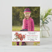 Vintage Poinsettias Foto Feiertagskarte (Stehend Vorderseite)