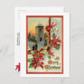 Vintage Poinsettias, Kirchen und Weihnachtsgrüße Postkarte (Vorne/Hinten)