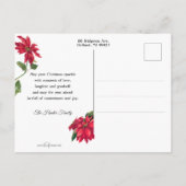 Vintage Poinsettias, Kirchen und Weihnachtsgrüße Postkarte (Rückseite)