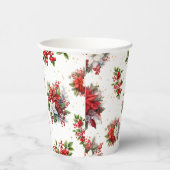 Vintage Poinsettias und Weihnachtsweiße Pappbecher (Rechts)