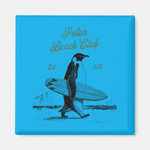 Vintage Polar Beach-Club Pinguin Surfer Magnet