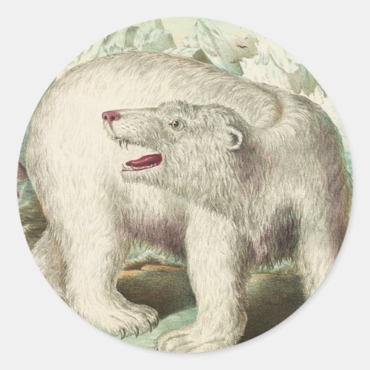 Vintage Polar Bear Art Runder Aufkleber (Vorderseite)